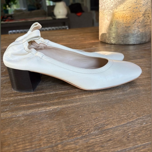 Everlane The Italian Leather Day Heel in Bone Stacked Womens Pumps Shoes - Picture 5 of 11